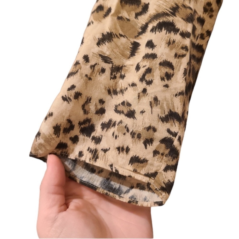 REBECCA TAYLOR Lightweight Cheetah Print Peasant Blouse w/ 3/4 Sleeves Size 2 - Picture 8 of 9
